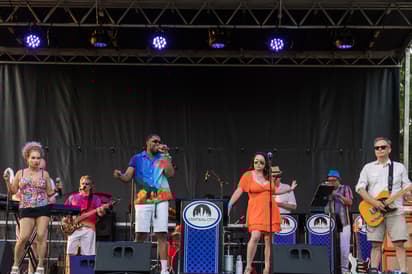 Central City Orchestra band on stage at park concert 