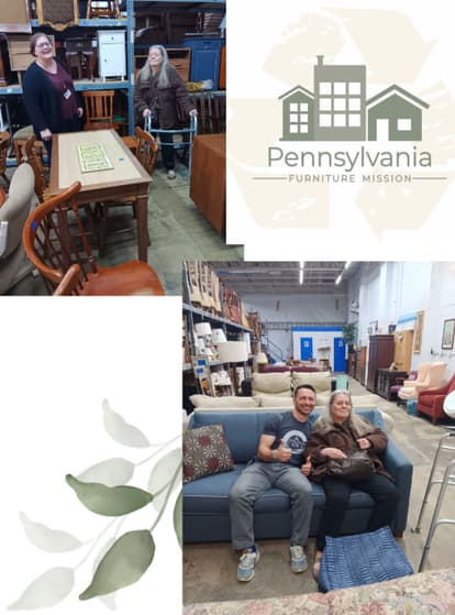 Pa Mission graphic with donated furniture